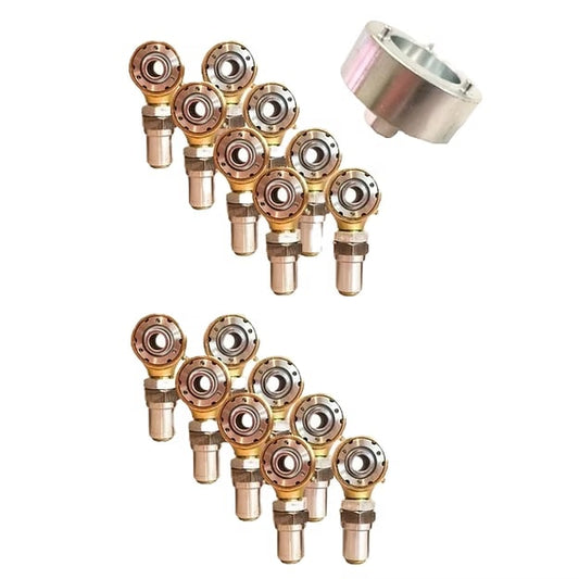 1.25" Gold Rebuildable Rod Ends w/ Hex Bungs (8LH & 8RH)